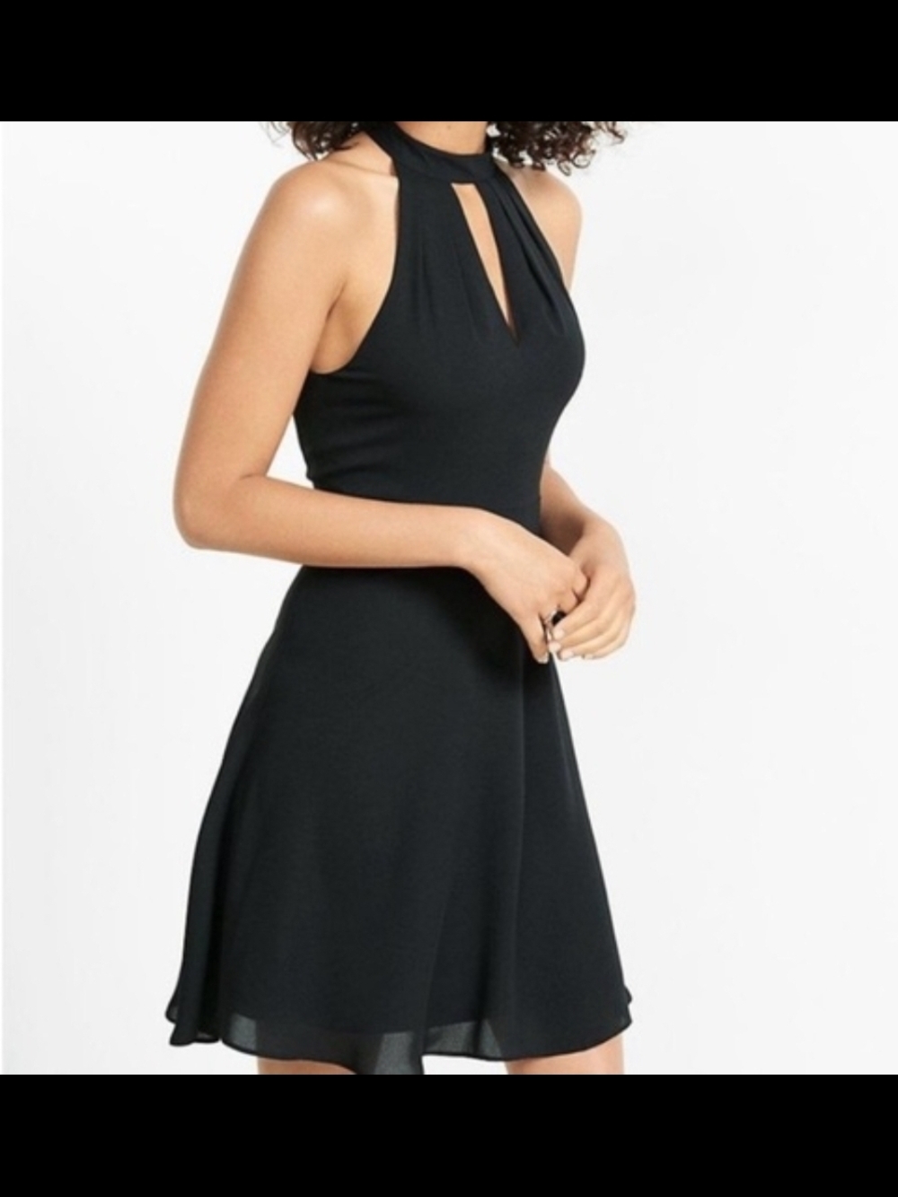 Express Black Keyhole Halter Dress
